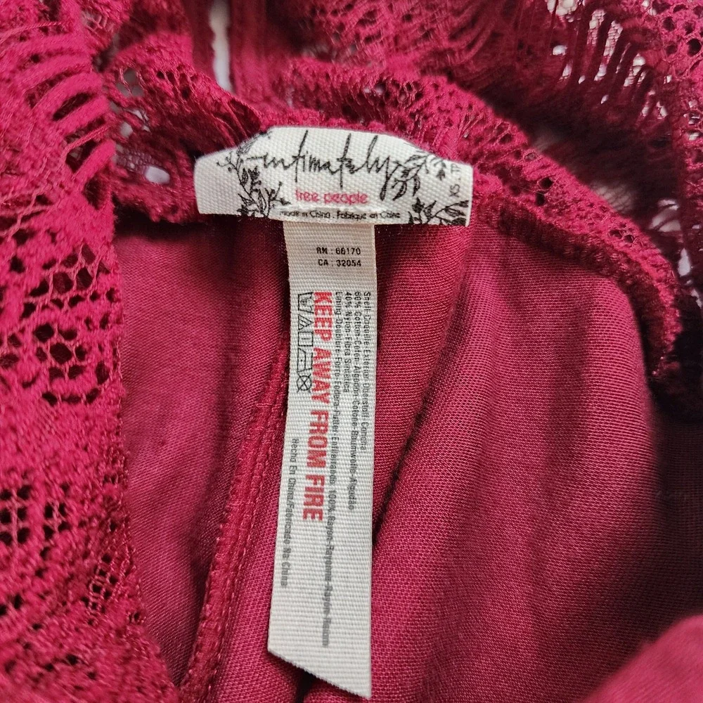 Free People Intimately Womens Lace She Got It Slip Dress Size XS Red Button Back